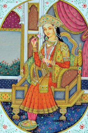 Foto de Pintura en miniatura de mughal queen mumtaz mahal - Imagen libre de derechos