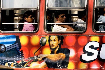 Photo for Poster of Bollywood film actor Kunal Khemu on a BEST bus, Bombay now Mumbai, Maharashtra, India - Royalty Free Image
