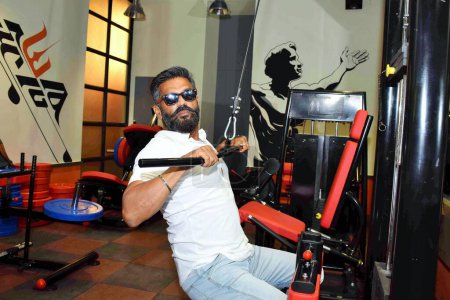 Photo for Sunil Shetty, Suniel Shetty, Indian actor, film producer, exercise in gymnasium, Mumbai, India, 17 May 2017 - Royalty Free Image