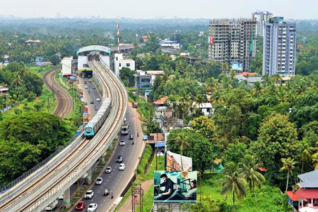 Kochi Metro railway line in Cochin, Kochi, Kerala, India, Asia