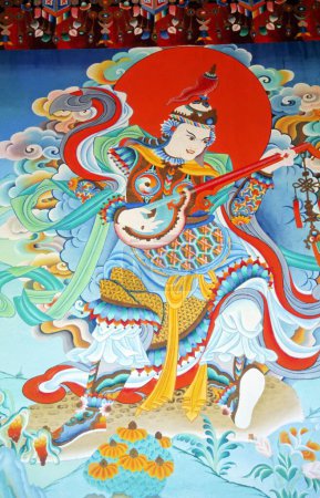 Photo for Wall Paintings, Tibetan Monestry, Bodh Gaya, Bihar, India - Royalty Free Image