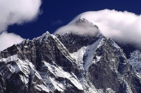 Lhotse, 8510 Meter und Lhotsa-Shar, 8383 Meter, vom Chukung 4700 Meter, Mount Everest Gebiet Nepal aus gesehen