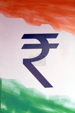 Photo for New emblem of Indian currency Rupee at Pune Maharashtra India 2011 - Royalty Free Image