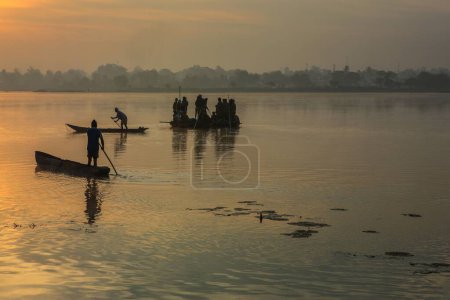 Photo for Fishing boat in dalpat sagar lake, jagdalpur, bastar, chhattisgarh, india, asia - Royalty Free Image