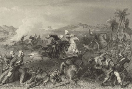 Foto de Pintura en miniatura, Ataque a los mutantes de Sealkote por escenas irregulares del motín de caballería del general Nicholson 1857 Norte de la India - Imagen libre de derechos
