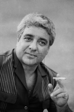 Téléchargez les photos : Vieux millésime indien années 1980 noir et blanc bollywood cinéma hindi film acteur, Inde, Jalal Agha, acteur indien - en image libre de droit
