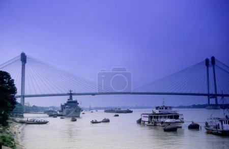 Photo for Vidyasagar Setu (New Howrah Bridge) over hooghly river ; Calcutta ;  West Bengal ; ndia - Royalty Free Image