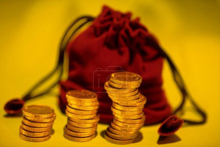 Photo for Concept ; silver Coins and sack ; Growth - Royalty Free Image