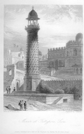 Photo for Minar at Futtypore Siere or Fatehpur Sikri, Uttar Pradesh, India - Royalty Free Image