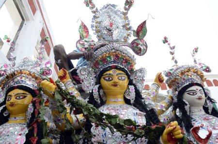 Foto de Ídolo de la inmersión de Durga en el festival de Durga en Kolkata India - Imagen libre de derechos