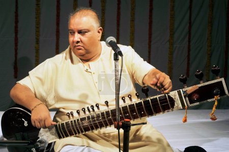 Photo for Classical Indian Musician Sitar Player Ustad Shujaat Khan Mumbai Maharashtra India Asia - Royalty Free Image