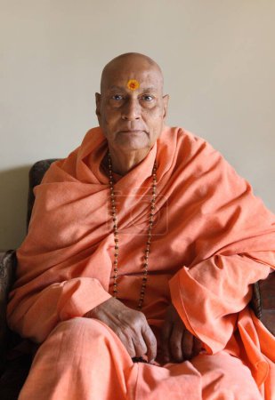 Photo for Swami Satyamitranand Hindu scholar and saint residing at Haridwar Uttrakhand India Asia - Royalty Free Image