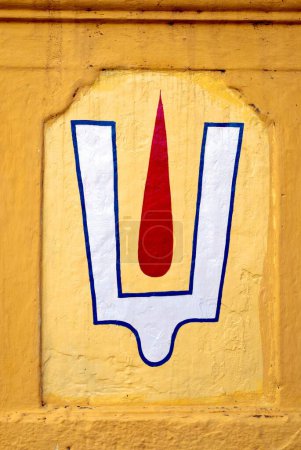 Photo for Vaishnavite symbol in Ulagalanda Perumal temple in , Kanchipuram , kancheepuram , Tamil Nadu , India - Royalty Free Image