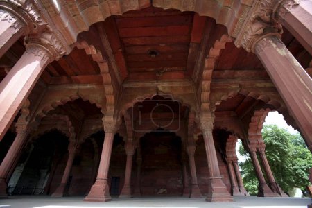 Diwan-I-Am or the Hall of public Audience used by the Emperor ; UNESCO World Heritage site the famous Delhi fort also known as Lal Qila  or Red Fort constructed in (1638-1648) used as palace by Mughal emperor Shah Jahan ; Delhi ; India