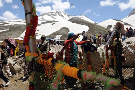 Photo for Pilgrim pabibal to panchtarni, amarnath yatra, Jammu Kashmir, India, Asia - Royalty Free Image