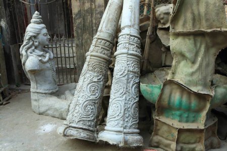Photo for Statues outside the pottery shop, kumar tully potter lane, kolkata, west bengal, india, asia - Royalty Free Image