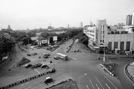 Foto de Vista aérea de la intersección, Metro Cinema Building, Art Deco Movie Theatre, Dhobi Talao, Mumbai, Maharashtra, India, Asia - Imagen libre de derechos