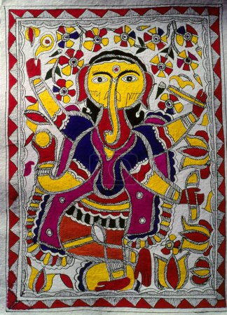 Téléchargez les photos : Art Folklorique Art, Madhubani Peinture Ganesh ganpati - en image libre de droit