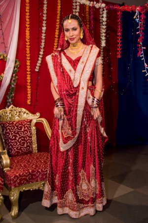 Photo for Indian bride in traditional wearing for marriage ceremony - Royalty Free Image