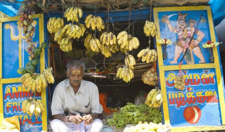 Photo for Fruit stall ; Kodaikanal popularly known as Kodai is situated in Palani hills at 2133 meter above sea level ; Tamil Nadu ; India - Royalty Free Image