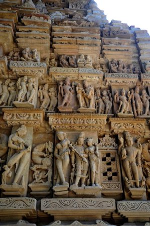 Sculptures work at parsvanath temple Khajuraho Madhya Pradesh India Asia