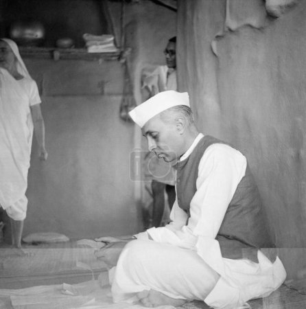 Photo for Pandit Jawaharlal Nehru, retro black and white portrait - Royalty Free Image