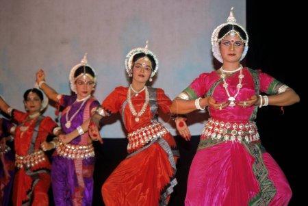 Photo for Odissi Dance, women performing classical dance of India - Royalty Free Image