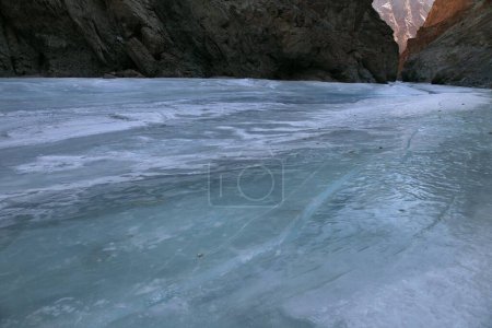 Frozen river, chadar trek, ladakh, jammu and kashmir, india, asia