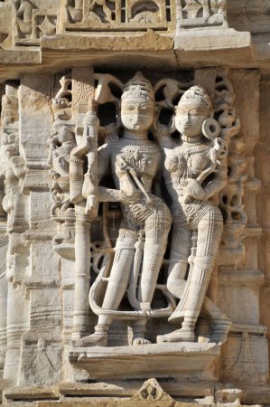 Skulptur auf Neelkanth mahadev jain Tempel chittorgarh rajasthan Indien Asien