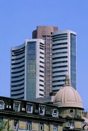 Photo for Bombay Stock Exchange (BSE) and old bank ; Dalal Street ; Bombay Mumbai ; Maharashtra ; India - Royalty Free Image