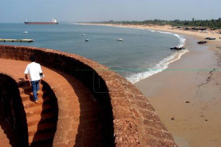 Photo for A view of Sinquerim beach from the fort Aguada in Goa, India - Royalty Free Image