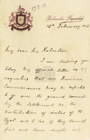 Téléchargez les photos : Tête de lettre avec sceau royal ou armoiries 16 / ii / 1913 ; Porbandar ; Saurashtra ; Gujarat ; Inde - en image libre de droit