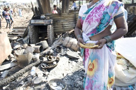 Photo for Slum fire, damu nagar, kandivali, mumbai, maharashtra, india, asia - Royalty Free Image