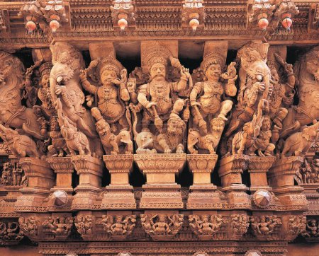 Photo for Wood carving meenakshi temple, chariot, madurai, tamilnadu, india, asia - Royalty Free Image