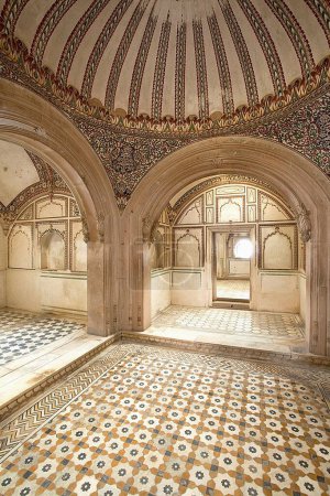 Photo for Hamam old bathroom and wall painting in Government museum ; Bharatpur ; Rajasthan ; India - Royalty Free Image
