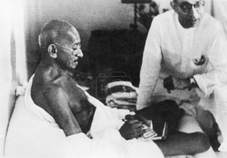Photo for Mahatma Gandhi and Pyarelal Nayar , 1945 , copy , India - Royalty Free Image