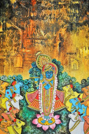 Photo for Lord Srinathji Nathdwara pichwai artwork painting - Royalty Free Image