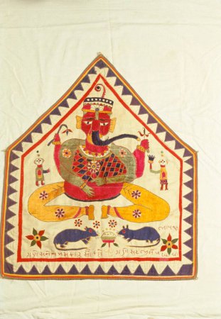 Téléchargez les photos : Festival Ganesh ganpati, Ephant tête Dieu peinture sur tissu - en image libre de droit