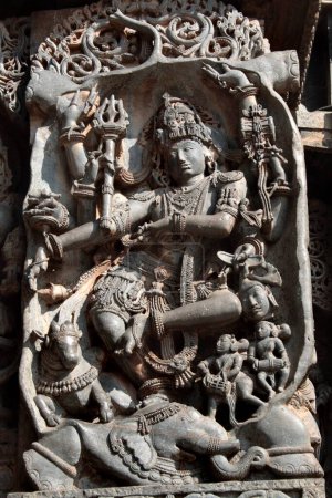 Bracket statue of natraj on Hoysaleswara temple , Halebid Halebidu , Karnataka , India