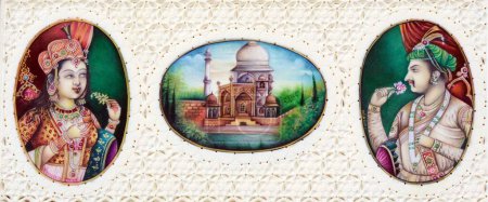 Téléchargez les photos : Peinture miniature de l'empereur moghol Jahangir avec épouse Noorjahan - en image libre de droit