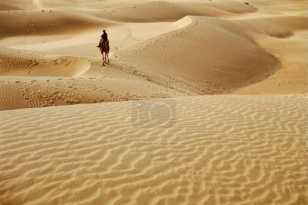 Téléchargez les photos : Sable, Dunes, Khudi Desert Scene, Jaisalmer, Rajasthan, Inde - en image libre de droit