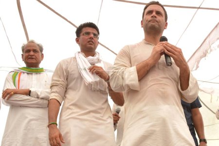 Téléchargez les photos : Congrès national indien membres du parti, rahul gandhi, ashok gehlot et sachin pilot, Inde, Asie - en image libre de droit