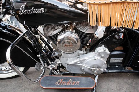 Photo for Vintage Indian bike, closeup shot at daytime - Royalty Free Image