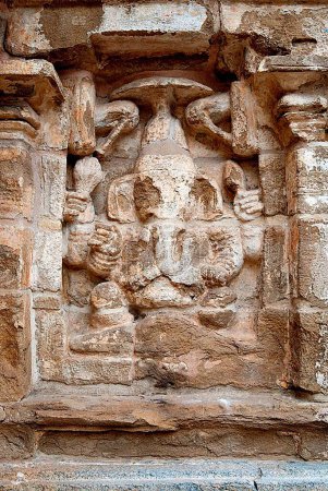 Sculpture de ganesh dans le temple kailasanatha, kanchipuram, kancheepuram, Tamil Nadu, Inde