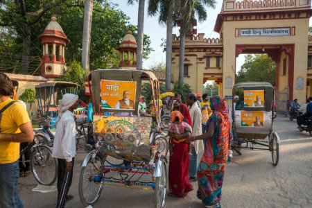 Photo for Narendra Modi poster on cycle rickshaw Varanasi uttar pradesh India Asia - Royalty Free Image