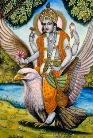 Foto de Señor Vishnu sentado en Garuda India - Imagen libre de derechos