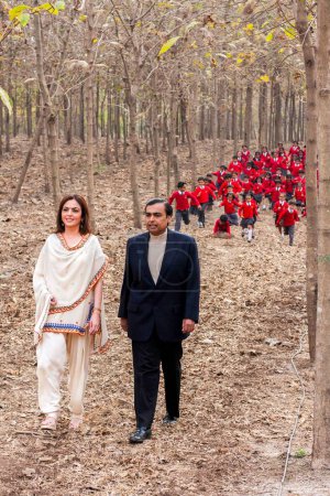 Photo for Indian businessman Mukesh Ambani and Nita Ambani jamnagar gujarat India Asia - Royalty Free Image