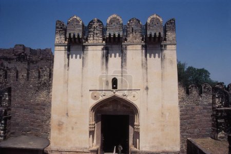 Puerta de Bala Hissar, fuerte de Golconda, Hyderabad, Andhra Pradesh, India