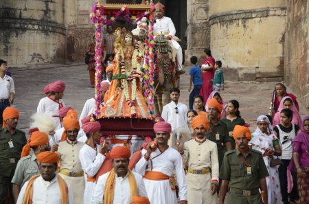 Photo for Procession of Raj Gangaur in Mehrangarh Fort at Jodhpur India - Royalty Free Image