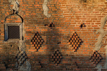 Téléchargez les photos : Mur et fenêtre en briques, Sabarkantha, Gujarat, Inde, Asie - en image libre de droit